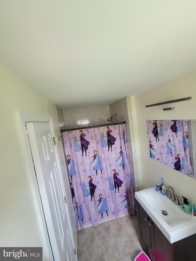 424 Exton Rd, Hatboro, PA 19040 - full bathroom featuring vanity, a shower with curtain, and tile patterned floors