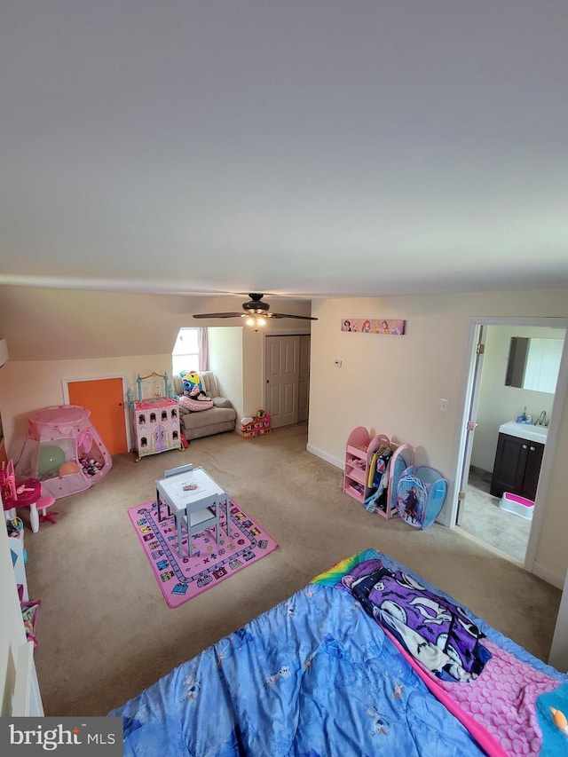 424 Exton Rd, Hatboro, PA 19040 - bedroom featuring carpet floors, ceiling fan, and connected bathroom