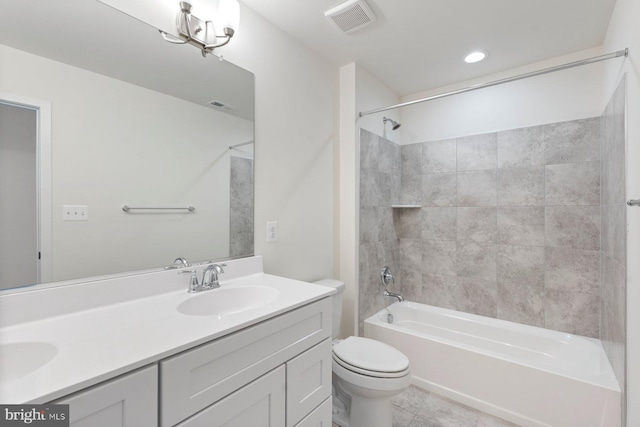 114 Retriever Way, Severna Park, MD 21146 - full bathroom featuring double vanity, bathing tub / shower combination, tile patterned floors, and recessed lighting