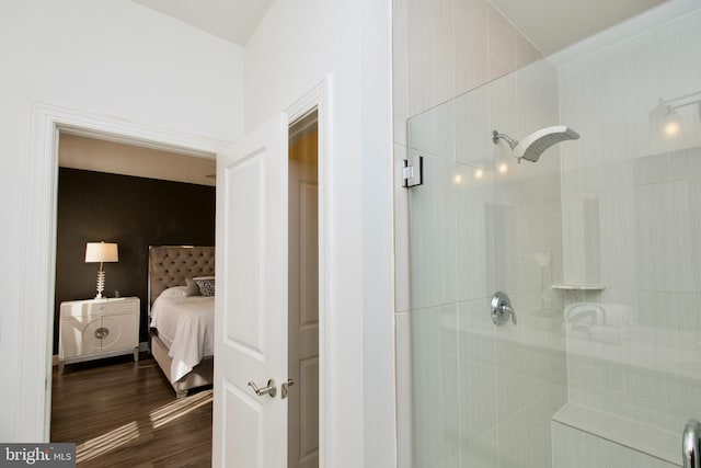 45401 Daveno Sq, Sterling, VA 20164 - ensuite bathroom with tiled shower and wood finished floors