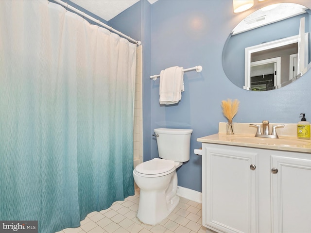 6505 Springwater Ct Unit 7103, Frederick, MD 21701 - full bath featuring toilet, tile patterned floors, vanity, a shower with shower curtain, and baseboards