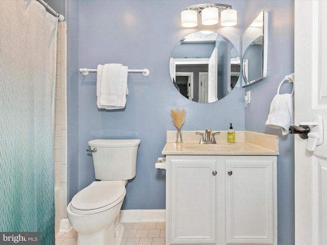 6505 Springwater Ct Unit 7103, Frederick, MD 21701 - bathroom with tile patterned flooring, vanity, toilet, baseboards, and shower / bath combo