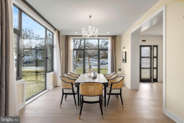 1573 Westmoreland St, Mclean, VA 22101 - dining space featuring a chandelier, plenty of natural light, light wood finished floors, and recessed lighting
