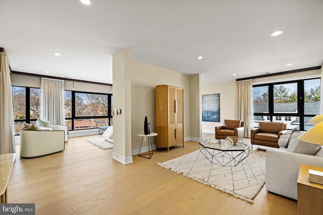 1573 Westmoreland St, Mclean, VA 22101 - living room with baseboards, wood finished floors, recessed lighting, and healthy amount of natural light
