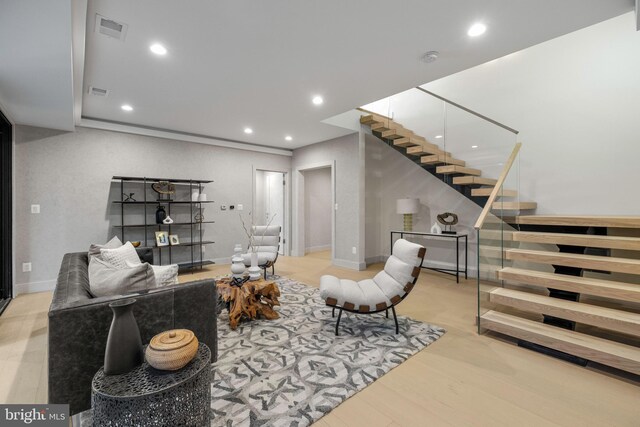 1573 Westmoreland St, Mclean, VA 22101 - living area featuring stairway, recessed lighting, baseboards, and wood finished floors