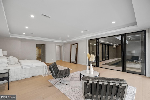 1573 Westmoreland St, Mclean, VA 22101 - bedroom with a raised ceiling, wood finished floors, recessed lighting, and access to exterior