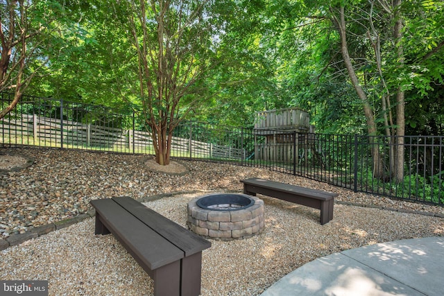 2058 Baythorne Rd, Prince Frederick, MD 20678 - view of patio / terrace featuring a fire pit