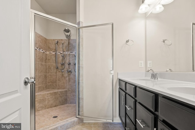 817 Fair Winds Way Unit 290, Oxon Hill, MD 20745 - bathroom with a shower stall, double vanity, and tile patterned flooring