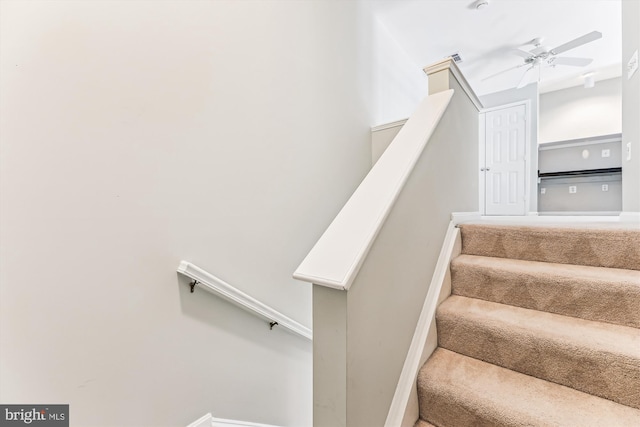 3851 Aristotle Ct Unit 1-412, Fairfax, VA 22030 - stairs featuring a ceiling fan and baseboards
