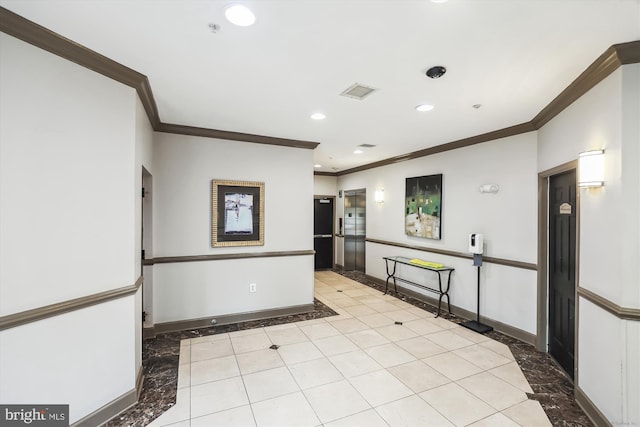 3851 Aristotle Ct Unit 1-412, Fairfax, VA 22030 - kitchen with inlaid floor details, ornamental molding, and recessed lighting