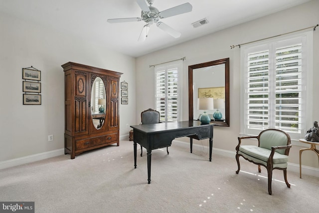 6321 Wilmington Dr, Burke, VA 22015 - home office featuring light colored carpet and ceiling fan