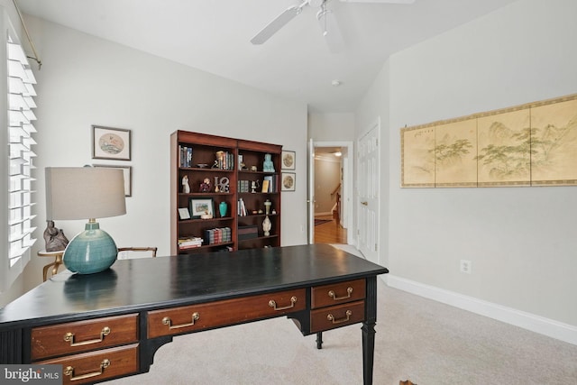 6321 Wilmington Dr, Burke, VA 22015 - carpeted home office with a ceiling fan and baseboards