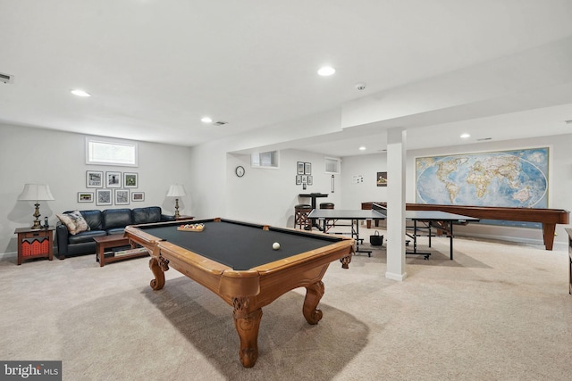 6321 Wilmington Dr, Burke, VA 22015 - game room with carpet flooring, recessed lighting, and billiards