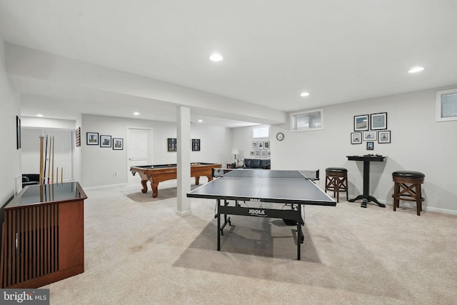 6321 Wilmington Dr, Burke, VA 22015 - rec room with carpet floors, recessed lighting, and billiards table