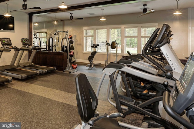 11 Inglenook Ct, Glen Burnie, MD 21060 - exercise room featuring baseboards and a ceiling fan