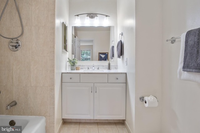 3134 Borge St, Oakton, VA 22124 - bathroom featuring tile patterned flooring, vanity, and  shower combination