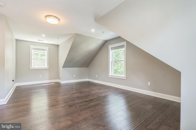 3112 Lancer Dr, Hyattsville, MD 20782 - additional living space with dark wood-style floors, vaulted ceiling, and recessed lighting