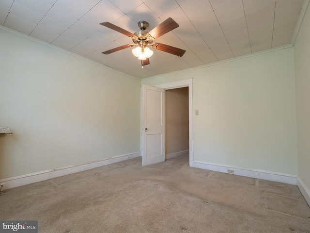 1947 Fairview Ave, Reading, PA 19606 - carpeted spare room featuring a ceiling fan, ornamental molding, and baseboards