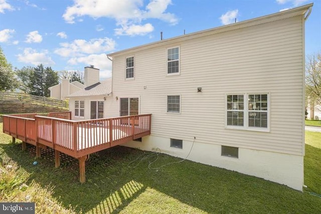 13017 Broadmore, Silver Spring, MD 20904 - back of property featuring a yard and a wooden deck