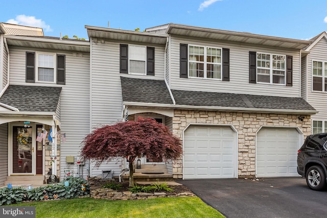48 Deer Run Rd, Perkasie, PA 18944 - multi unit property with driveway, an attached garage, roof with shingles, and stone siding