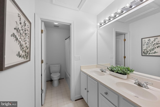 18722 Timoney Ct, Leesburg, VA 20176 - full bath featuring double vanity, tile patterned floors, and toilet