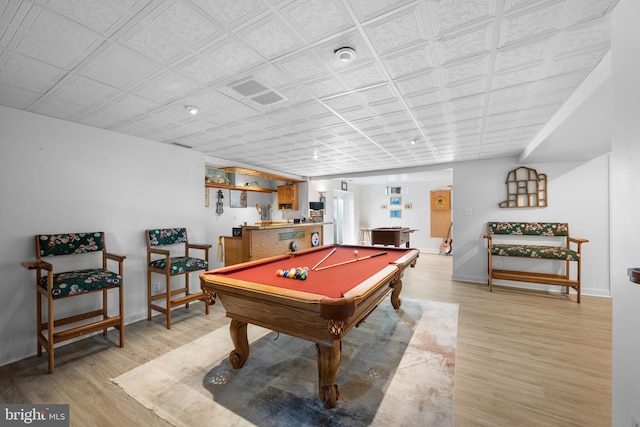 18722 Timoney Ct, Leesburg, VA 20176 - recreation room with light wood-type flooring, pool table, and baseboards