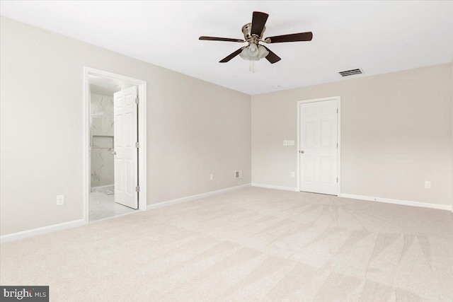 890 Shadows Dr, Front Royal, VA 22630 - unfurnished bedroom featuring light colored carpet, ensuite bathroom, and ceiling fan