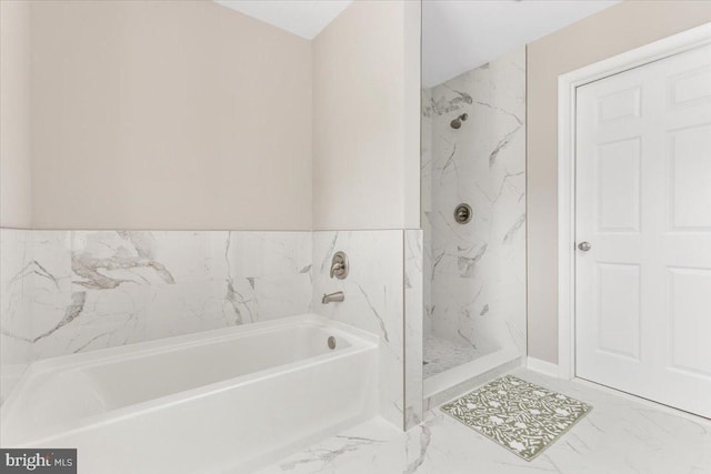 890 Shadows Dr, Front Royal, VA 22630 - bathroom featuring marble finish floors, a bath, and a marble finish shower