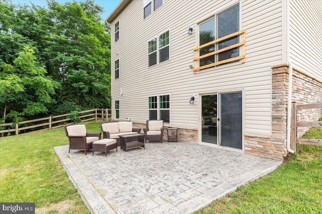 890 Shadows Dr, Front Royal, VA 22630 - back of house featuring outdoor lounge area, a patio, and stone siding
