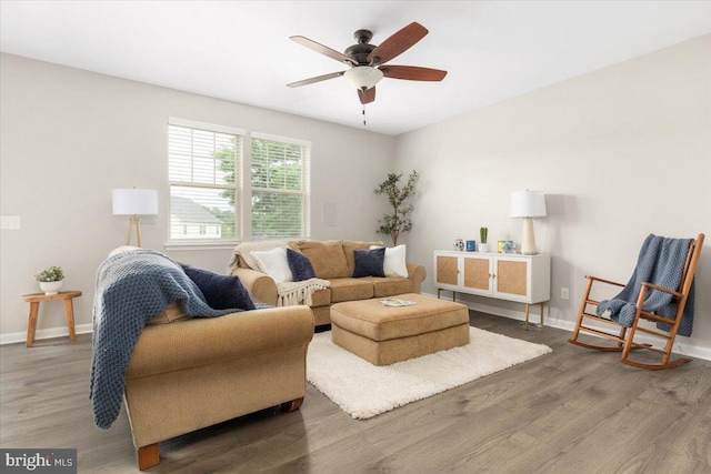 890 Shadows Dr, Front Royal, VA 22630 - living area with wood finished floors and ceiling fan