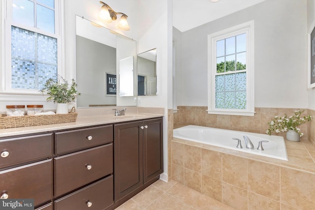 2304 Kings Forest Trl, Mount Airy, MD 21771 - full bathroom featuring vanity, a garden tub, and tile patterned floors
