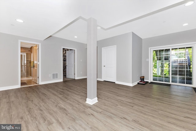 2304 Kings Forest Trl, Mount Airy, MD 21771 - unfurnished living room with wood finished floors and recessed lighting