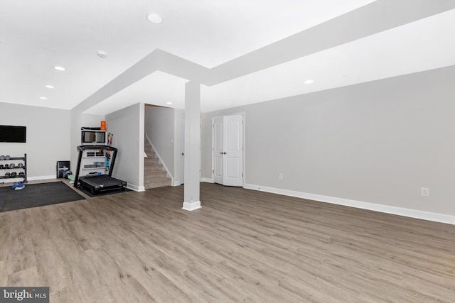 2304 Kings Forest Trl, Mount Airy, MD 21771 - exercise area with wood finished floors and recessed lighting