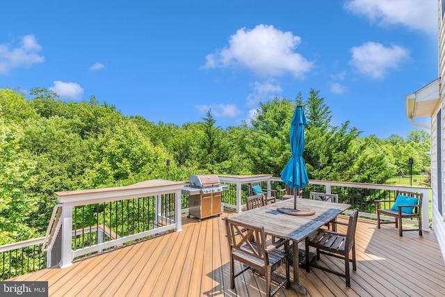 2304 Kings Forest Trl, Mount Airy, MD 21771 - wooden deck featuring grilling area and outdoor dining area