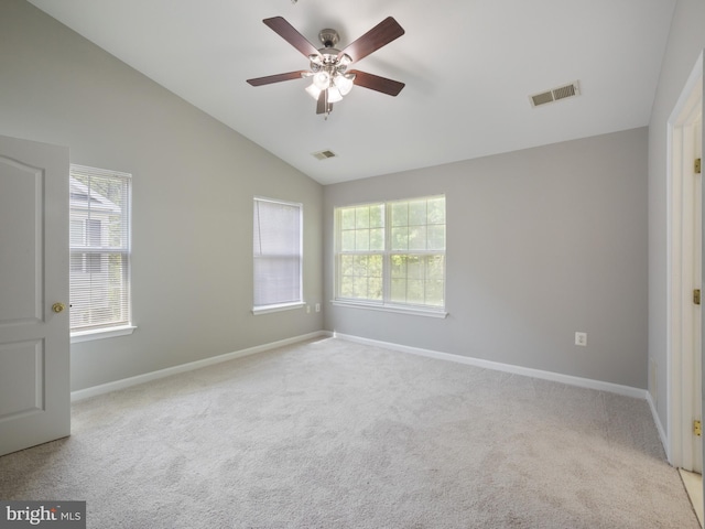15413 Pocopson Creek Way, Brandywine, MD 20613 - spare room with baseboards, carpet floors, lofted ceiling, ceiling fan, and healthy amount of natural light