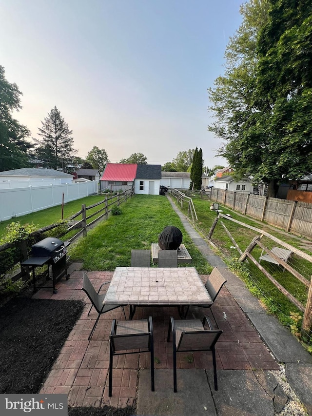 713 Juniper St, Quakertown, PA 18951 - view of patio / terrace featuring outdoor dining space, area for grilling, and an outdoor structure