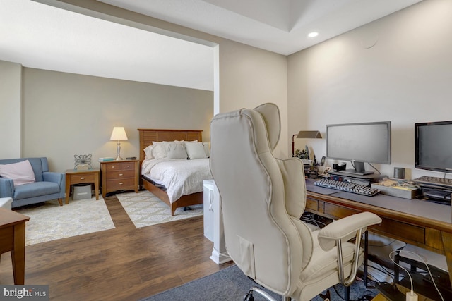 3713 S George Mason Dr Unit 713, Falls Church, VA 22041 - bedroom featuring wood finished floors, recessed lighting, and a desk
