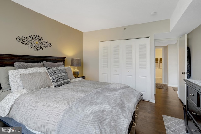 3713 S George Mason Dr Unit 713, Falls Church, VA 22041 - bedroom with dark wood-style flooring and a closet