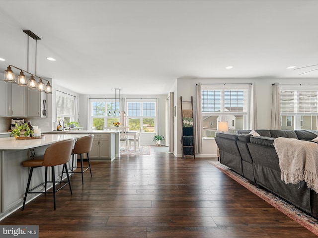 104 Barrister St, Stephenson, VA 22656 - living room featuring dark wood-type flooring and recessed lighting