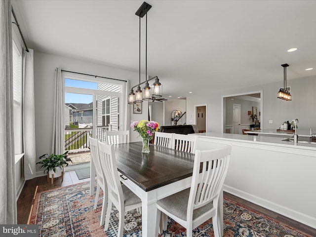 104 Barrister St, Stephenson, VA 22656 - dining space featuring dark wood finished floors, recessed lighting, and a chandelier