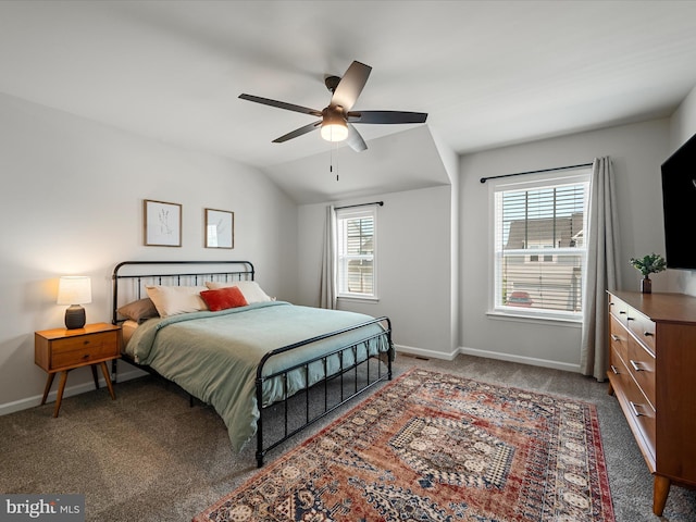 104 Barrister St, Stephenson, VA 22656 - bedroom with carpet flooring, baseboards, lofted ceiling, and ceiling fan