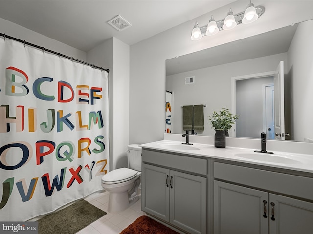 104 Barrister St, Stephenson, VA 22656 - full bath with double vanity, tile patterned flooring, toilet, and curtained shower