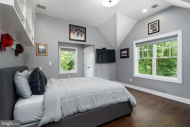 58 Haas Rd, Basking Ridge, NJ 07920 - bedroom with lofted ceiling, multiple windows, wood finished floors, baseboards, and recessed lighting