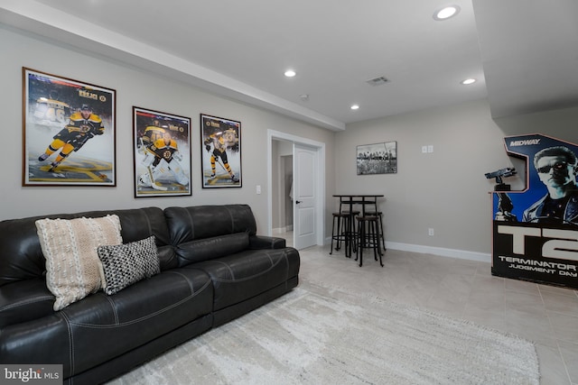 58 Haas Rd, Basking Ridge, NJ 07920 - tiled living area featuring recessed lighting and baseboards