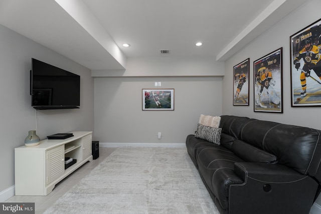 58 Haas Rd, Basking Ridge, NJ 07920 - living room featuring recessed lighting, light tile patterned floors, and baseboards