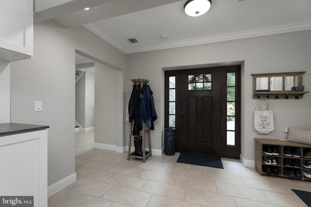 58 Haas Rd, Basking Ridge, NJ 07920 - entryway featuring ornamental molding, baseboards, and light tile patterned floors