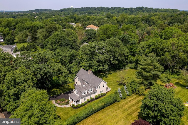 58 Haas Rd, Basking Ridge, NJ 07920 - aerial view of property and surrounding area with a heavily wooded area
