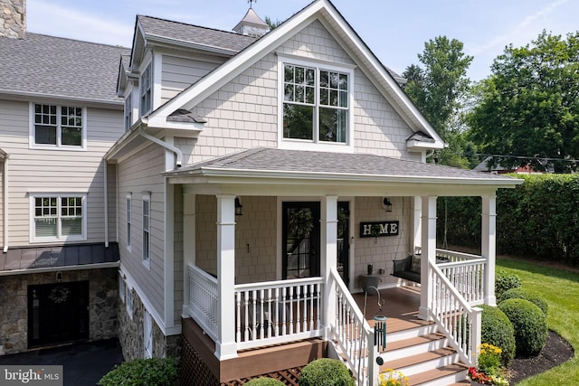 58 Haas Rd, Basking Ridge, NJ 07920 - view of front of property featuring a shingled roof and a porch