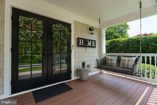 58 Haas Rd, Basking Ridge, NJ 07920 - wooden porch with french doors