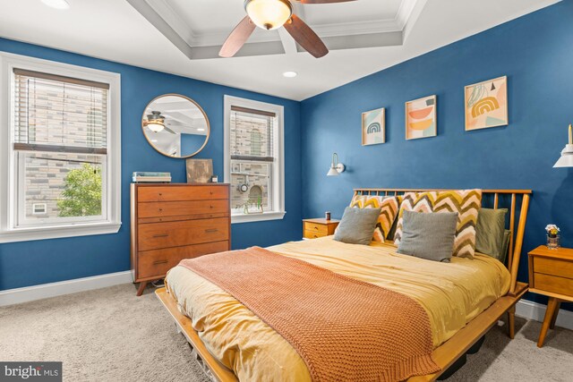 206 E Randall St, Baltimore, MD 21230 - bedroom featuring carpet flooring, baseboards, ornamental molding, ceiling fan, and recessed lighting